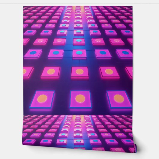 Retro Neon Glow Disco Dance Floor | Peel and Stick 壁紙 (ほどく)