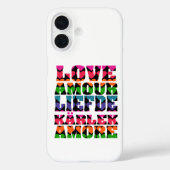 Retro Neon Heart Pattern Typography Love Graphic  Case-Mate iPhoneケース (裏面)