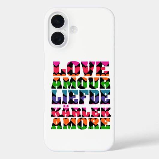Retro Neon Heart Pattern Typography Love Graphic  Case-Mate iPhoneケース (裏面)