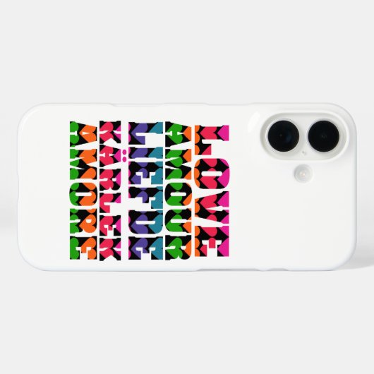 Retro Neon Heart Pattern Typography Love Graphic  Case-Mate iPhoneケース (裏面 (横))