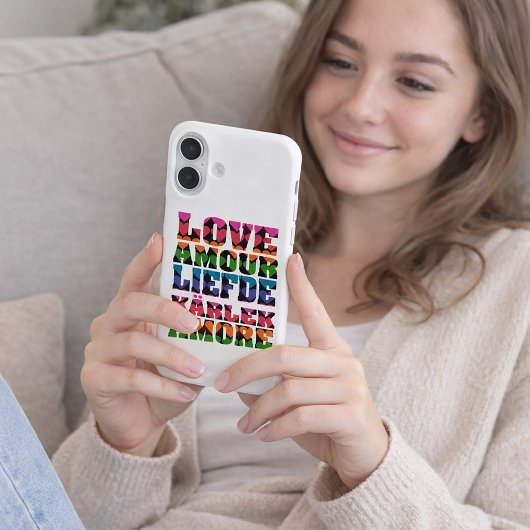 Retro Neon Heart Pattern Typography Love Graphic  Case-Mate iPhoneケース