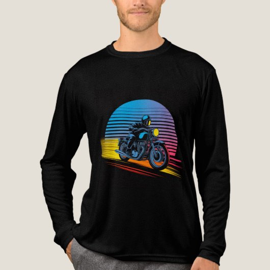 Retro Neon Motorcycle — Cafe Racer Men’s トライブレンドTシャツ (正面)