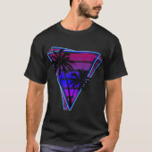 Retro Neon Palm Trees Triangle Tシャツ (正面)