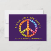 Retro Neon Pink & Yellow Dark Purple Boho Any Age 招待状 (正面)