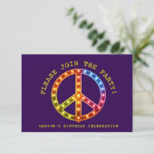 Retro Neon Pink & Yellow Dark Purple Boho Any Age 招待状 (スタンド正面)