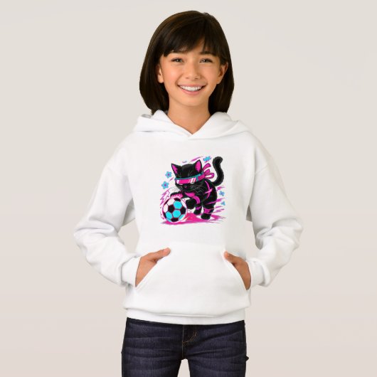 Retro Neon Soccer Cat Fun Gift for Players (正面フル)