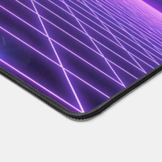 Retro Neon Synthwave Infinity Grid Horizon Aesthet デスクマット (コーナー)