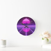 Retro Neon Synthwave Infinity Grid Wall Clock - Cy ラウンド壁時計 (ホーム)