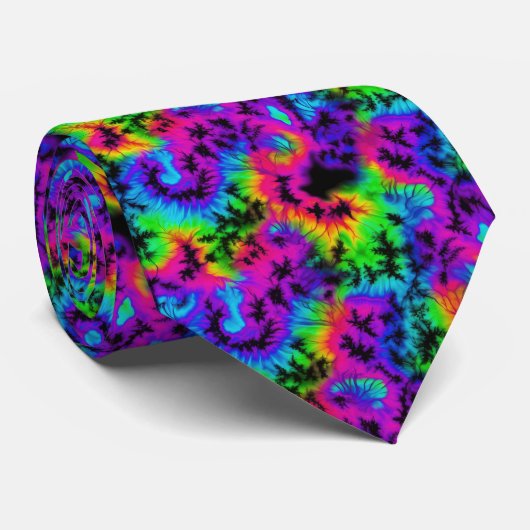 Retro Neon Tie-Dye Custom Necktie ネクタイ (ロール)
