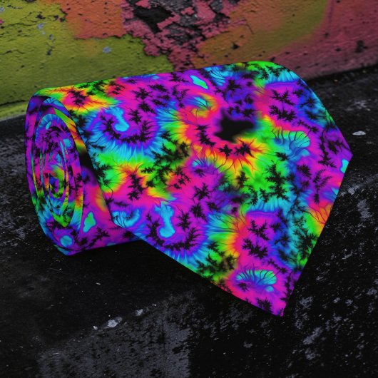 Retro Neon Tie-Dye Custom Necktie ネクタイ