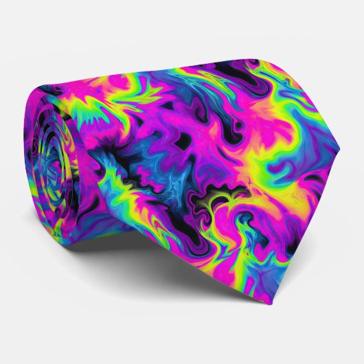 Retro Neon Tie-Dye Custom Necktie ネクタイ (ロール)