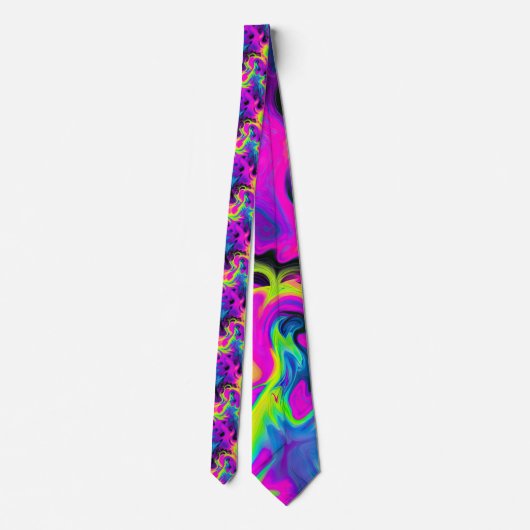 Retro Neon Tie-Dye Custom Necktie ネクタイ (裏面)