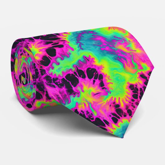 Retro Neon Tie-Dye Custom Necktie ネクタイ (ロール)