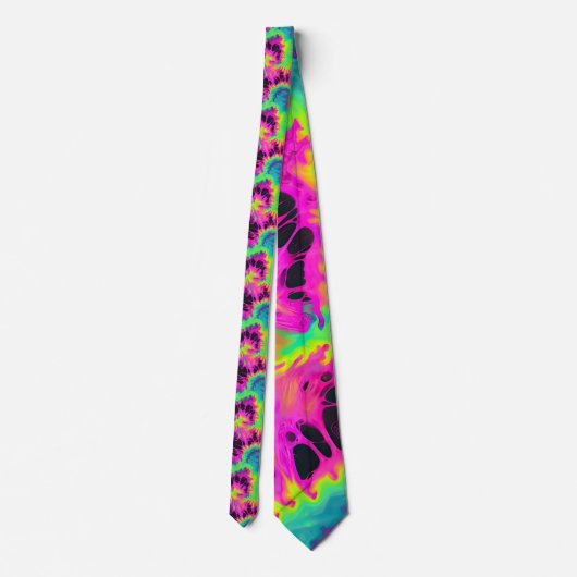 Retro Neon Tie-Dye Custom Necktie ネクタイ (裏面)