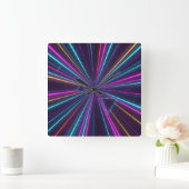 Retro Neon Wall Clock – 80s Futuristic Design スクエア壁時計 (ホーム)