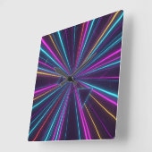 Retro Neon Wall Clock – 80s Futuristic Design スクエア壁時計 (傾斜)