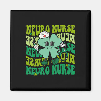 Retro Neuro Nurse Shamrock St Patricks Day Women N マグネット