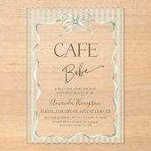 Retro Neutral Bow Cafe Bebe Coffee Baby Shower アクリル招待状 (正面)