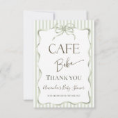 Retro Neutral Bow Cafe Bebe Coffee Baby Shower サンキューカード (正面)