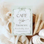 Retro Neutral Bow Cafe Bebe Coffee Baby Shower サンキューカード