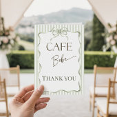 Retro Neutral Bow Cafe Bebe Coffee Baby Shower サンキューカード