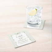 Retro Neutral Bow Cafe Bebe Coffee Baby Shower スクエアペーパーコースター (インサイチュ)