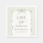 Retro Neutral Bow Cafe Bebe Coffee Baby Shower スタンダードカクテルナプキン (正面)