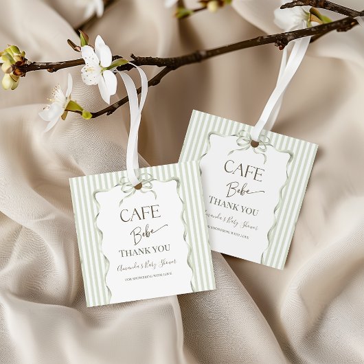 Retro Neutral Bow Cafe Bebe Coffee Baby Shower フェイバータグ