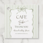 Retro Neutral Bow Cafe Bebe Coffee Baby Shower フェイバータグ (正面)