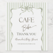 Retro Neutral Bow Cafe Bebe Coffee Baby Shower ワインラベル (シングルラベル)