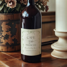 Retro Neutral Bow Cafe Bebe Coffee Baby Shower ワインラベル