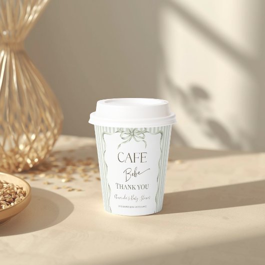 Retro Neutral Bow Cafe Bebe Coffee Baby Shower 紙コップ
