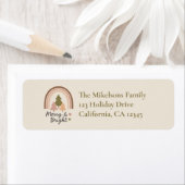 Retro Neutral Rainbow Merry & Bright ラベル (インサイチュ)