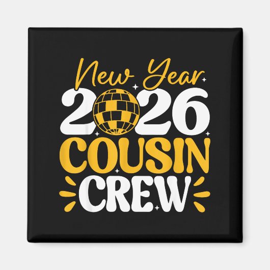 Retro New Year 2026 Cousin Crew New Years Eve Nye  マグネット (正面)