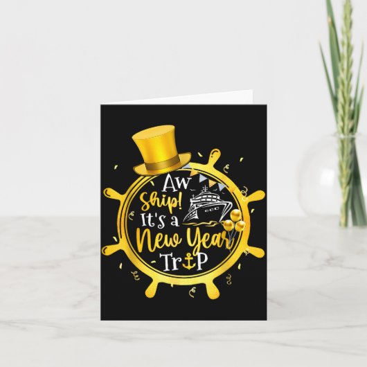 Retro New Year Trip Cruise Matching Family Vacatio カード (正面)
