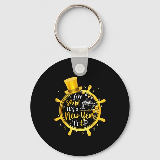Retro New Year Trip Cruise Matching Family Vacatio キーホルダー (正面)