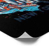 Retro New York Skyline Silhouette  ポスター (角)