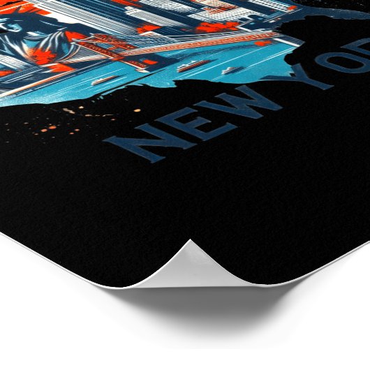 Retro New York Skyline Silhouette  ポスター (角)