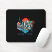 Retro New York Skyline Silhouette  マウスパッド (マウス)