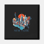 Retro New York Skyline Silhouette  マグネット (正面)