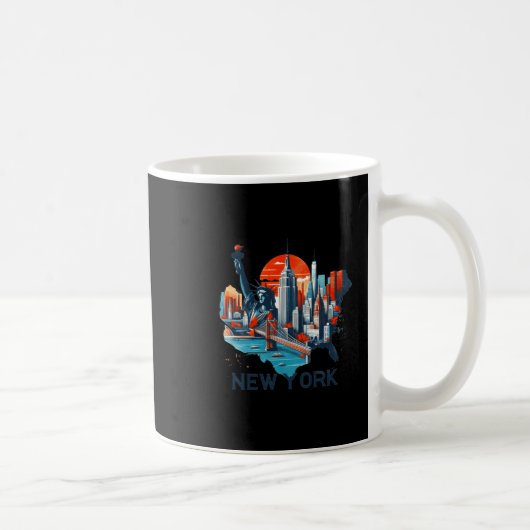 Retro New York Skyline Silhouette _1  コーヒーマグカップ (右)