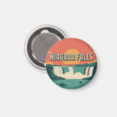 Retro Niagara Falls Sunset Keychain マグネット (正面/裏面)