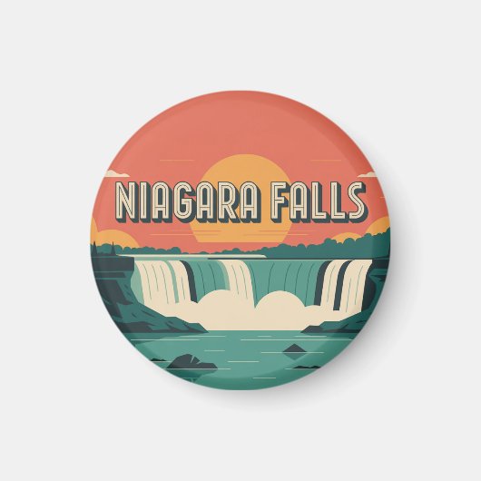 Retro Niagara Falls Sunset Keychain  マグネット (正面)