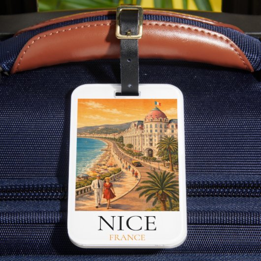 Retro Nice Côte d’Azur Promenade des Anglais View ラゲッジタグ (正面インサイチュ2)