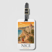 Retro Nice Côte d’Azur Promenade des Anglais View ラゲッジタグ (正面縦)