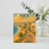 Retro Nice France French Riviera Promenade  ポストカード (スタンド正面)
