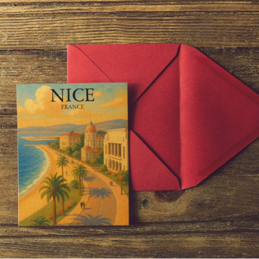 Retro Nice France French Riviera Promenade  ポストカード
