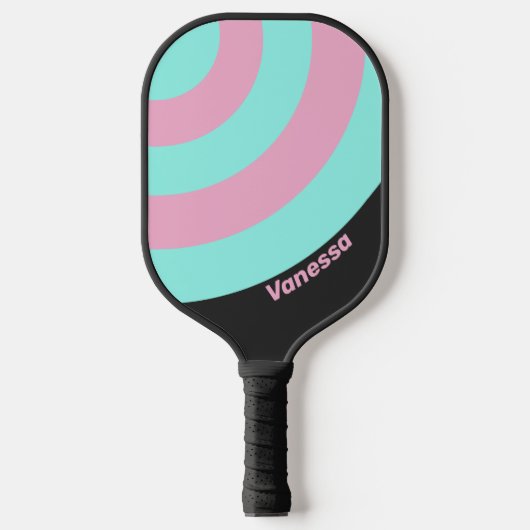 Retro Night Prism Circle Stripe with Name ピックルボールラケット (正面)