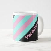 Retro Night Prism Stripes with Name ジャンボコーヒーマグカップ (正面右)