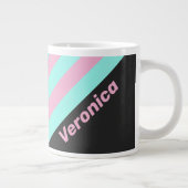 Retro Night Prism Stripes with Name ジャンボコーヒーマグカップ (右)